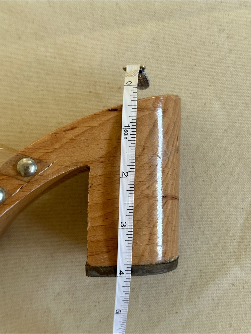 Vintage Clear Strappy Wood Block Heel Sandals - Picture 8 of 11